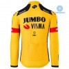 Tenue Cycliste Manches Longues et Collant à Bretelles 2020 Team Jumbo-Visma Hiver Thermal Fleece N001